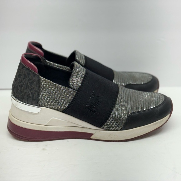 Michael Kors Felix Trainer Glitter MK Logo Slip on Sneakers 9.5M Women’s Shoes - Picture 1 of 16